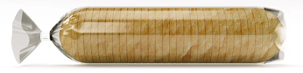 Шматочки Білого Хліба Поліетиленовому Пакеті Ізольовані Білому Тлі Рендеринг — стокове фото
