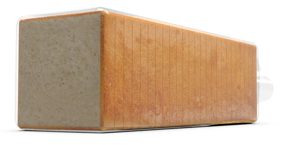 Gesneden Brood Folie Zak Verpakking Geïsoleerd Witte Achtergrond Hoge Kwaliteit — Stockfoto