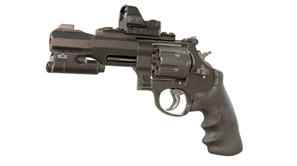 Pistola Revólver Isolado Fundo Branco Detalhes Alta Qualidade Renderização — Fotografia de Stock