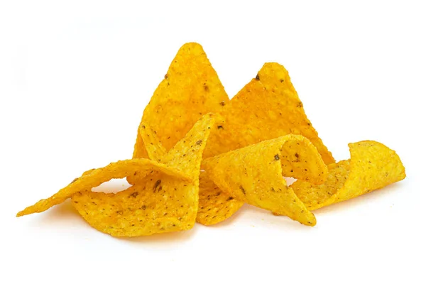 Mexikanska Nachos Chips Isolerad Vit Bakgrund Hög Kvalitet Detaljer — Stockfoto