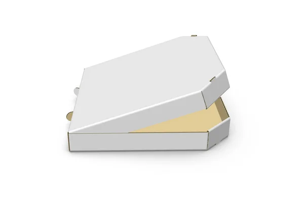 Beyaz Arka Planda Izole Edilmiş Yüksek Çözünürlüklü Beyaz Pizza Kutusu — Stok fotoğraf