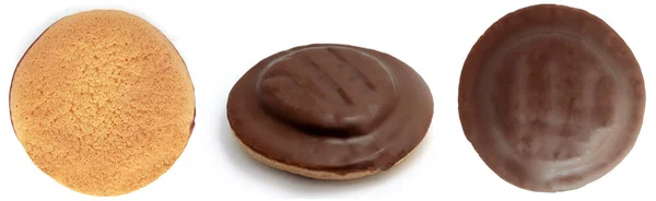 おいしいラウンドチョコレートJaffaケーキ ビスケット 白い背景に隔離されたクッキー高品質の詳細 — ストック写真