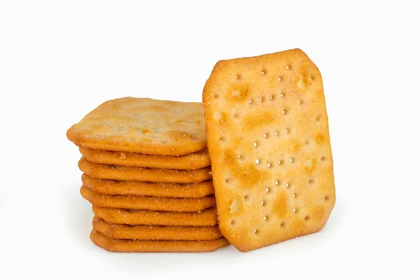 Crackers Isolerade Vit Bakgrund Hög Kvalitet Detaljer — Stockfoto