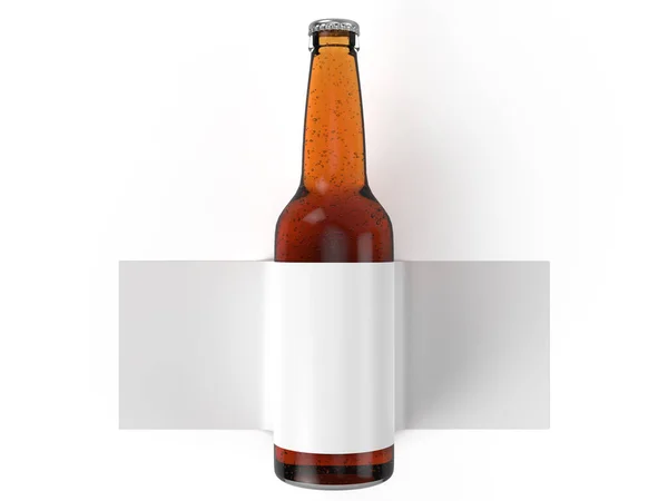 Mockup Garrafa Cerveja Vidro Transparente Que Seu Design Visual Realista — Fotografia de Stock