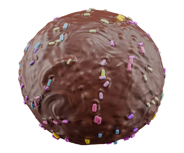 在白色背景下分离的巧克力球高质量的细节 3D渲染 — 图库照片