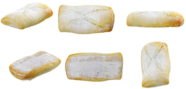Chleb Różne Kąty Białym Tle Wysokiej Jakości Szczegóły — Zdjęcie stockowe