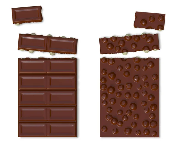 Rendering Nahaufnahme Von Schokolade Mit Ganzen Haselnüssen Vorder Und Rückseite — Stockfoto