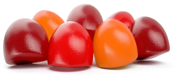 Multiwitamina Żelki Czerwony Pomarańczowy Fioletowy Izolowane Białym Tle Wysokiej Jakości — Zdjęcie stockowe