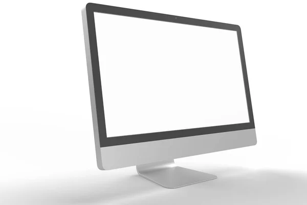 Pusty Komputer Ekranowy Izolowany Białym Tle Wysokiej Jakości Detale Renderowanie — Zdjęcie stockowe