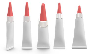 3B oluşturma - Yüksek çözünürlüklü resim süper yapıştırıcı şablonu beyaz arkaplanda izole edilmiş, yüksek kaliteli ayrıntılar