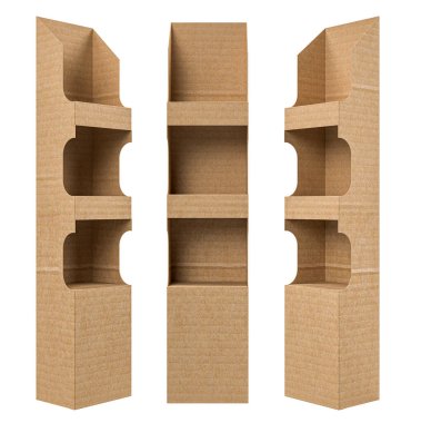 3D görüntüleme - Yüksek çözünürlüklü görüntü pos taban şablonu beyaz arkaplan üzerinde izole edilmiş, karton kartondaki yüksek kaliteli ayrıntılar