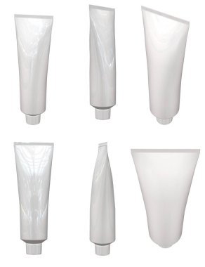 3D görüntüleme - Yüksek çözünürlüklü plastik tüp şablonu beyaz arkaplanda izole edildi, yüksek kaliteli ayrıntılar