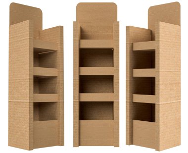 3B oluşturma - Yüksek çözünürlüklü resim Zemin Görünüm Kutusu beyaz arkaplanda izole edilmiş, karton karton detaylar yüksek kaliteli