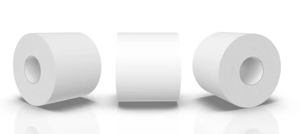 Rendering Εικόνα Υψηλής Ανάλυσης Λευκό Ρολό Τουαλέτας Απομονωμένο Λευκό Φόντο — Φωτογραφία Αρχείου