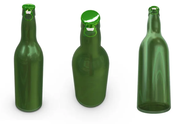 Representación Plantilla Botella Vidrio Blanco Imagen Alta Resolución Aislada Sobre — Foto de Stock