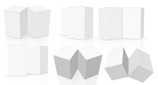 Representación Plantilla Caja Básica Doble Blanca Imagen Alta Resolución Aislada — Foto de Stock