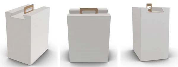 Renderizado Plantilla Caja Portador Personalizada Blanca Imagen Alta Resolución Aislada — Foto de Stock