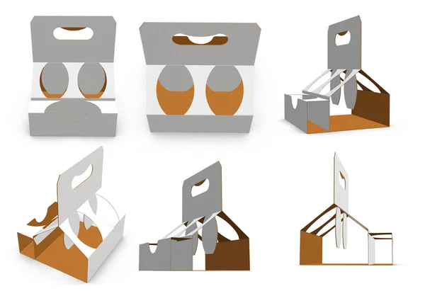 Візуалізація Зображення Високою Роздільною Здатністю Білий Несучий Шаблон Коробки Ізольований — стокове фото