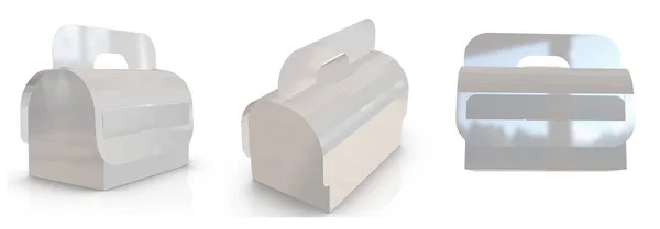 Renderizado Plantilla Caja Portador Personalizada Blanca Imagen Alta Resolución Aislada —  Fotos de Stock