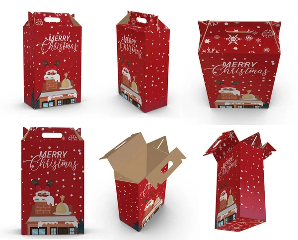 Rendering High Resolution Image White Christmas Box Design Packaging Template — Stock Photo, Image