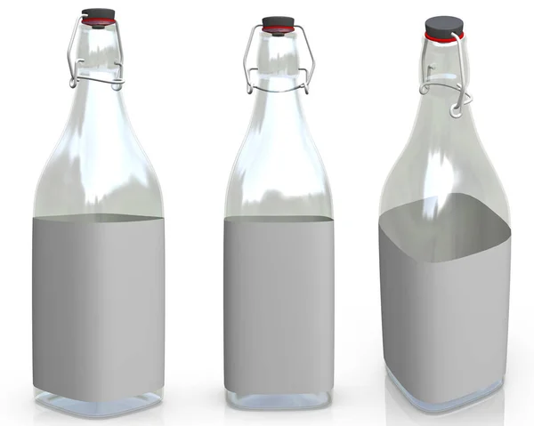 Representación Imagen Alta Resolución Cuadrado Botella Vidrio Agua 1Ltr Plantilla — Foto de Stock
