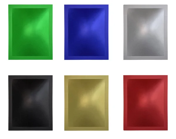 Representación Imagen Alta Resolución Seis Colores Bolsa Sobres Aislado Sobre —  Fotos de Stock