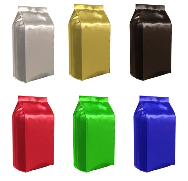Rendering Hoge Resolutie Afbeelding Zes Kleuren Quattro Seal Bag Geïsoleerd — Stockfoto