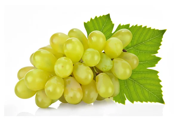 Стиглі Зелений Виноград Листям Ізольовані Білому Тлі — стокове фото