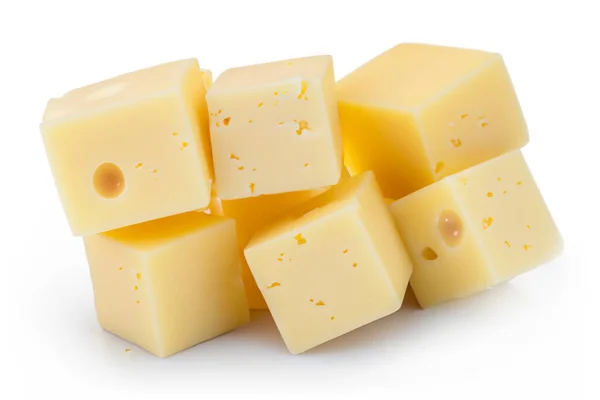 Cubes Cheese Isolated White Background — Stock Photo, Image