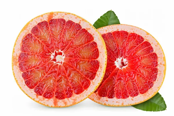 Frische Grapefruithälfte Mit Blatt Isoliert Auf Weißem Hintergrund Render — Stockfoto