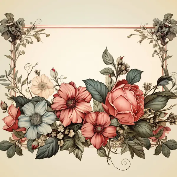 Elegant Floral Design Vintage Feel Featuring Mix Blooming Flowers Foliage — Stock Photo, Image