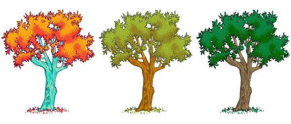 Clip Τέχνη Δέντρο Vintage Στυλ Εκτύπωση Υφή Φωτεινή Διανυσματική Απεικόνιση — Διανυσματικό Αρχείο