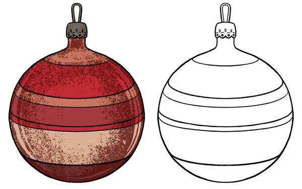 Set Van Nieuwjaar Speelgoed Van Kleuren Lijn Voor Een Kerstboom — Stockvector