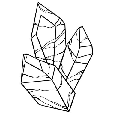 Vector Stone cartoon element. Mineral line icon. Rocks and crystals from geological deposits isolated on white background.