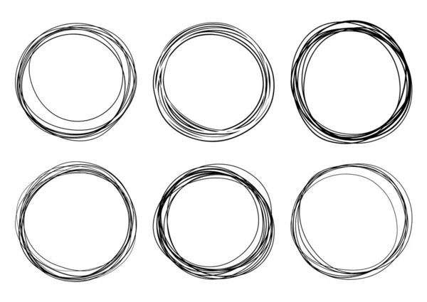 Sada Vektorových Kruhů Abstraktní Ručně Vyráběné Grafické Prvky Izolované Bílém — Stockový vektor