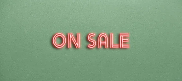 Sale Red Neon Text Hanging Wall — Stock Photo, Image