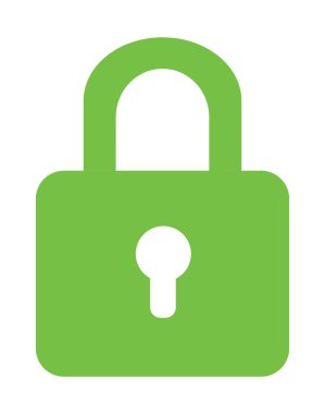 Kilitli yeşil kapının izole edilmiş simgesi.