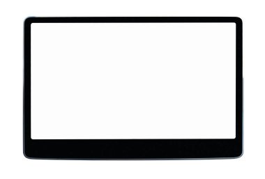 Boş beyaz ekran ve siyah çerçeve ile izole edilmiş dijital ekran modeli.