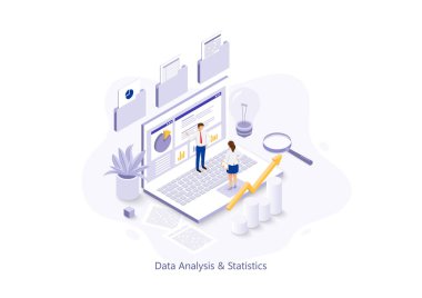 People Characters Working With Data Analysis, Business Statistic, Management, Consulting, Marketing. illustrator vector