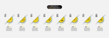 Business infographic element with 8 options, steps, number vector template design