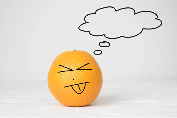 Smiley Oranžová Šťastný Freehand Kreslené Myšlenkové Bubliny Texturované — Stock fotografie