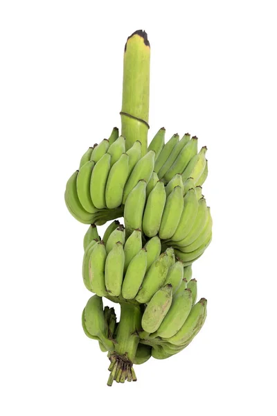 Białym Tle Zielonych Bananów Ścieżki Przycinające — Zdjęcie stockowe