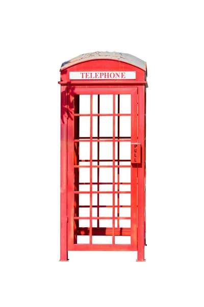 Rote Telefonzelle Isoliert Auf Weißem Hintergrund — Stockfoto