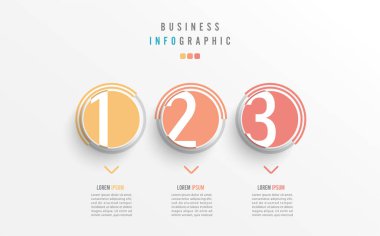 Business infographic element with 3 options, steps, number vector template design