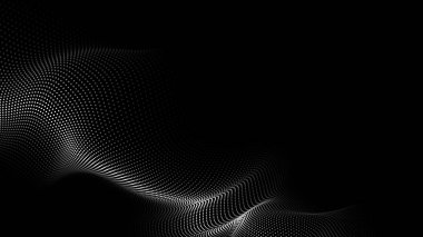 Hareketli noktalı soyut fütüristik dalga. Parçacık akışı. Vektör siber teknoloji çizimi.
