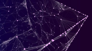 Soyut kablo kübü bağlantı noktaları ve çizgiler. Dijital engelleme zinciri konsepti ve veri transfer sistemi. Veri hücrelerinin depolanması. Vektör illüstrasyonu.