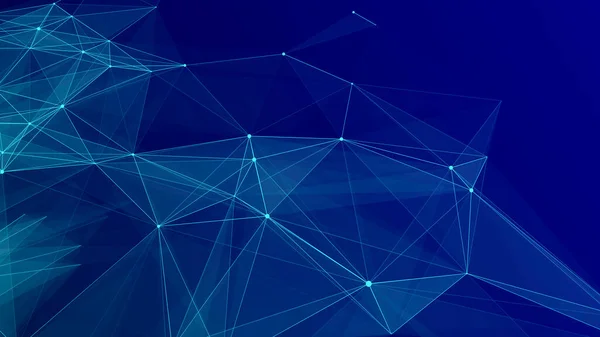 Network Connection Structure Abstract Blue Background Moving Dots Lines Futuristic — Stockový vektor