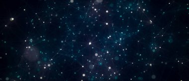 Ağ bağlantısı yapısı. Hareketli noktalar, çizgiler ve üçgenlerle soyut mavi arkaplan. Fütürist illüstrasyon. Dijital teknoloji tasarımı. 3d oluşturma