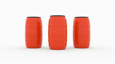 orange plastic water barrels on white background 3d render
