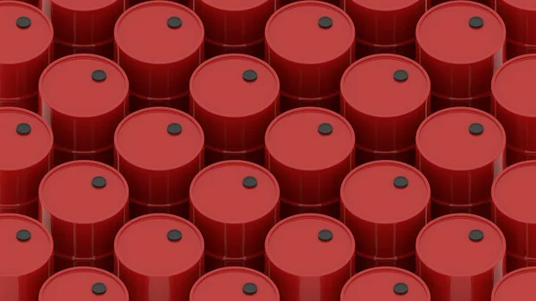 red oil drum metal barrel in row isometric 3d render